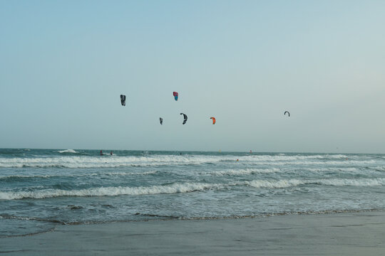 kite surfing on the beach