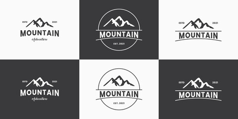 set of mountain adventure logo design badge vector collection