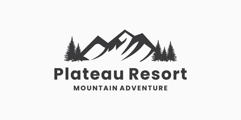 mountain adventure, plateau resort, logo design symbol