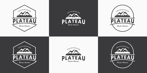 set of mountain plateau logo design adventure