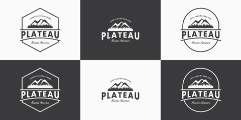Obraz premium set of mountain plateau logo design adventure