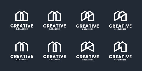 set of creative initial letter M logo design template