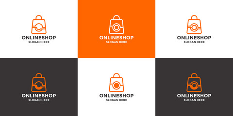 set of online shop logo design collection combine with letter O