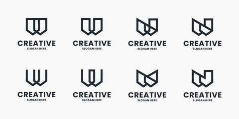 set of monogram initial letter W logo design