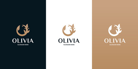 olivia, olive oil logo design for cosmetic and beauty care
