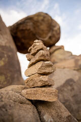 Fototapeta na wymiar Cairn Below Balanced Rock