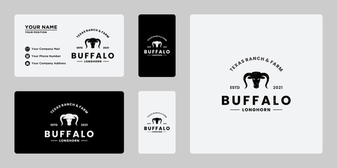 buffalo ranch longhorn logo design vintage.