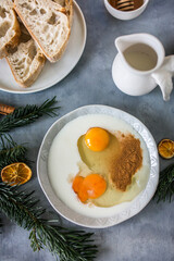 Christmas french toasts with cinnamon on the making