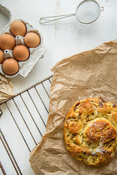 apple bread sweet, background, bake, bakery, bread, breakfast, brioche, bun, butter, confectionery, cooking, copy space, cuisine, culinary, delicious, dessert, easter, easter background, easter bread,