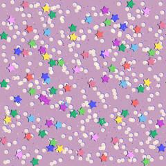 Confetti. Wrapping Paper. Stars background. Vector pattern.