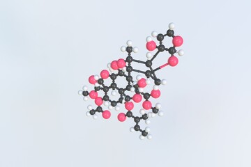 Azadirachtin a molecule, isolated molecular model. 3D rendering