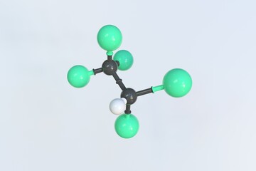Halothane molecule. Isolated molecular model. 3D rendering