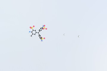 Acid fuchsin molecule. Isolated molecular model. 3D rendering