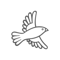 Flying bird hand drawn vector illustration. Flying bird sketch drawing simple symbol. Part of set.