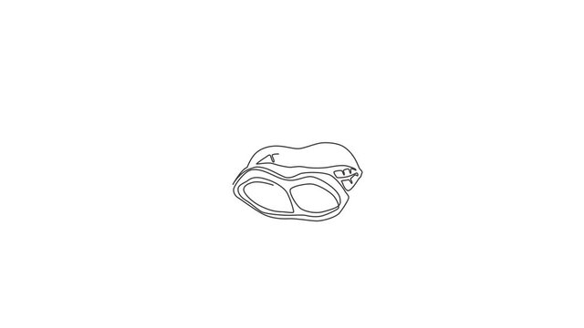 Animated self drawing of one continuous line draw whole healthy organic peanut for snack product logo identity. Fresh hypogaea concept for edible beans icon. Full length single line animation.