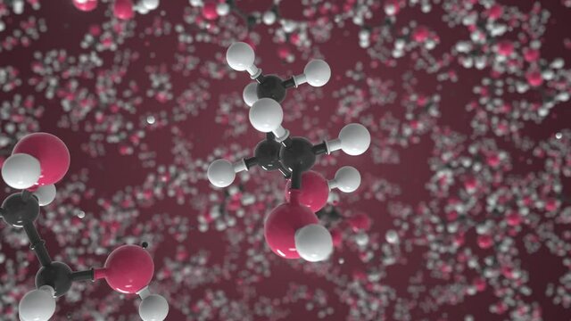 Polypropylene Glycol Molecule, Isolated Molecular Model. Looping 3D Animation Or Motion Background