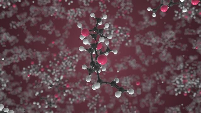 Molecule of pyrethrin, isolated molecular model. Looping 3D animation or motion background