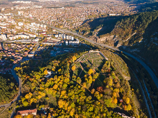 Aerial view of Ruins of the medieval Krakra fortress, Bulgaria