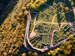 Aerial view of Ruins of the medieval Krakra fortress, Bulgaria