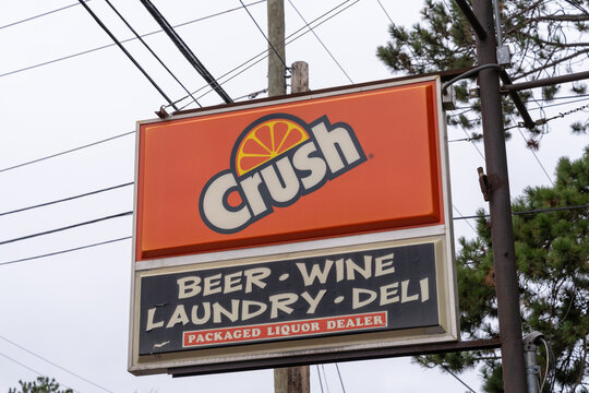 Marquette, Michigan - October 20, 2021: Orange Crush Soda Pop Vintage Sign At A Deli Store