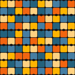 Mosaic shapes or tiles of different colors. Ornament from the same shapes but different colors of the tiles.