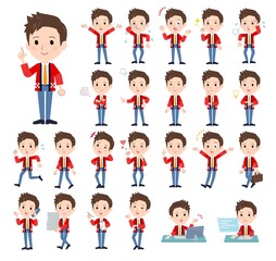 様々な感情表現をするセールスはっぴ男性のセット