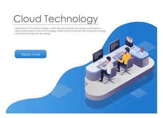 Two programmers working on a computer