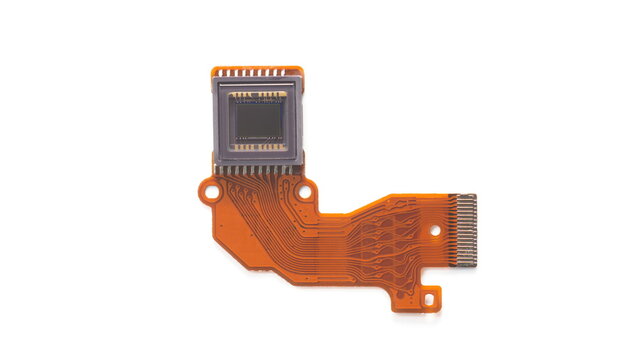 Digital Camera Sensor Or CCD(Charge Coupled Device ) Isolated On White Background.