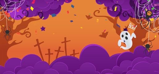 Obraz na płótnie Canvas Holiday Halloween. on night sky background. party balloons graveyard. Vector illustration