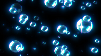 カラフルな浮遊する高品質なシャボン玉　泡　ネイビー　コバルトブルー　青