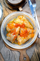 ready-made stuffed cabbage rolls on a plate