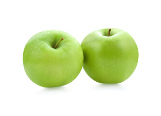 one green cut apple isolated on white background clipping path