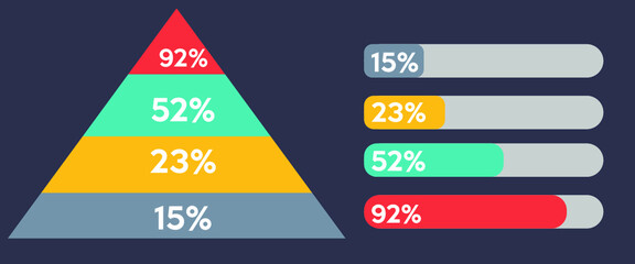 Pyramid chart. Triangular pyramid infographic. Vector illustration.
