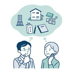 生前整理について考えるシニア夫婦