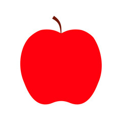 Red apple icon. Without leaf. Fruit background. Natural food. Cartoon style. Hand drawn. Vector illustration. Stock image. 