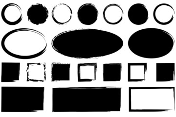 Grunge frames icon. Empty and filled sign. Geometry figures collection. Abstract art. Vector illustration. Stock image. 