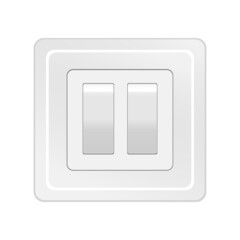 Double wall switch. Electric power. Flat button. Lamp light. Plastic home element. Vector illustration. Stock image. 