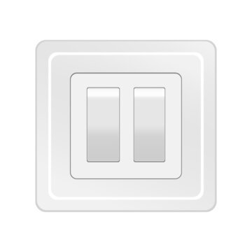 Double wall switch. Electric power. Flat button. Lamp light. Plastic home element. Vector illustration. Stock image. 