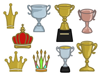 王冠もしくはトロフィーランキング素材カラーセット