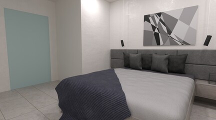 Modern apartment interior 3d illustration