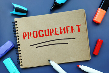  Financial concept meaning PROCUREMENT with sign on the piece of paper.