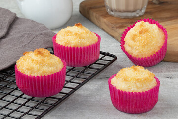 Brazilian dessert queijadinha, selective focus.
