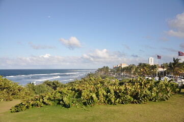 Ocean view from the coast of San Juan, Puerto Rico