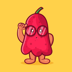 genius cashew fruit mascot isolated cartoon in flat style