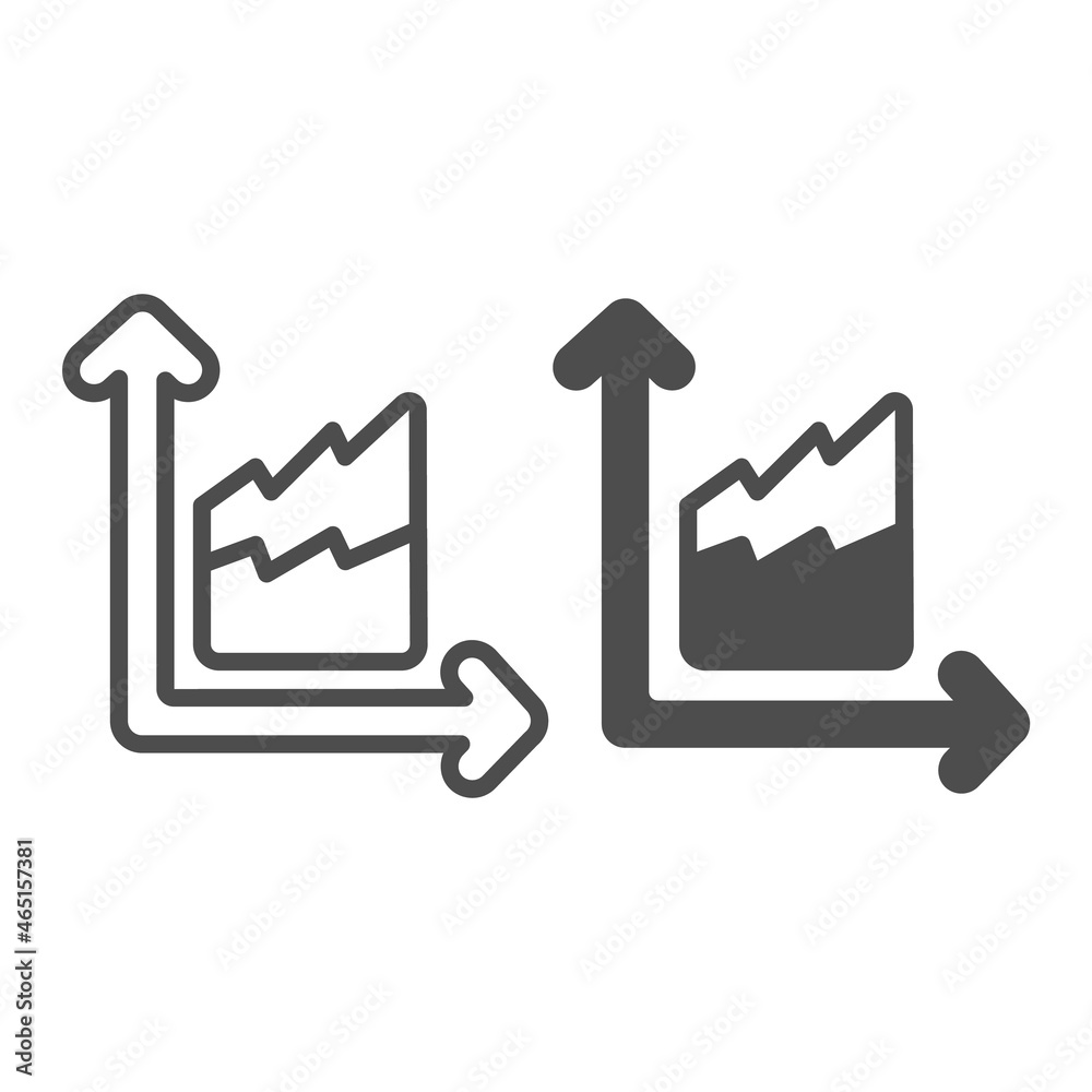 Poster dual chart with two growth curve line and solid icon, diagram concept, double line graph vector sign