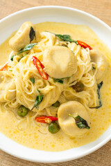 Rice Noodles with Green curry and Fish ball