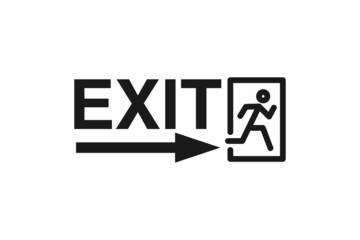 Vector image for Emergency exit icon. Exit sign illustration isolated on white background. Exit way sign for people. Warning sign board. Fit for template a signboard or sticker in public places