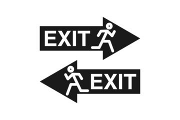 Vector image for Emergency exit icon. Exit sign illustration isolated on white background. Exit way sign for people. Warning sign board. Fit for template a signboard or sticker in public places