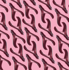 Modern Pattern of Metal manicure nipper on pink background. Basic nail tools
