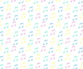 カラフル音符の壁紙　白背景